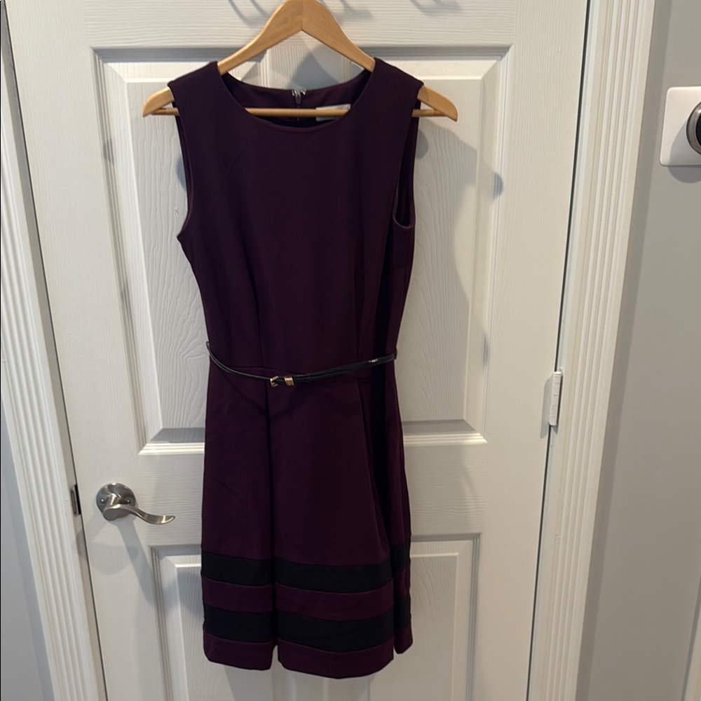 Calvin Klein Purple Sheath Mini Dress Sleeveless Scoop Neck